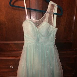 One-Shoulder Turquoise Dress